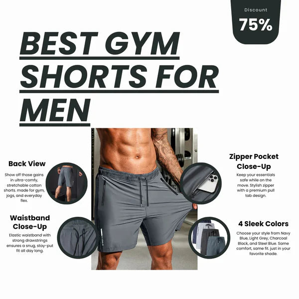 BUY 2 GET 2 FREE Men's Stretchable Cotton Shorts